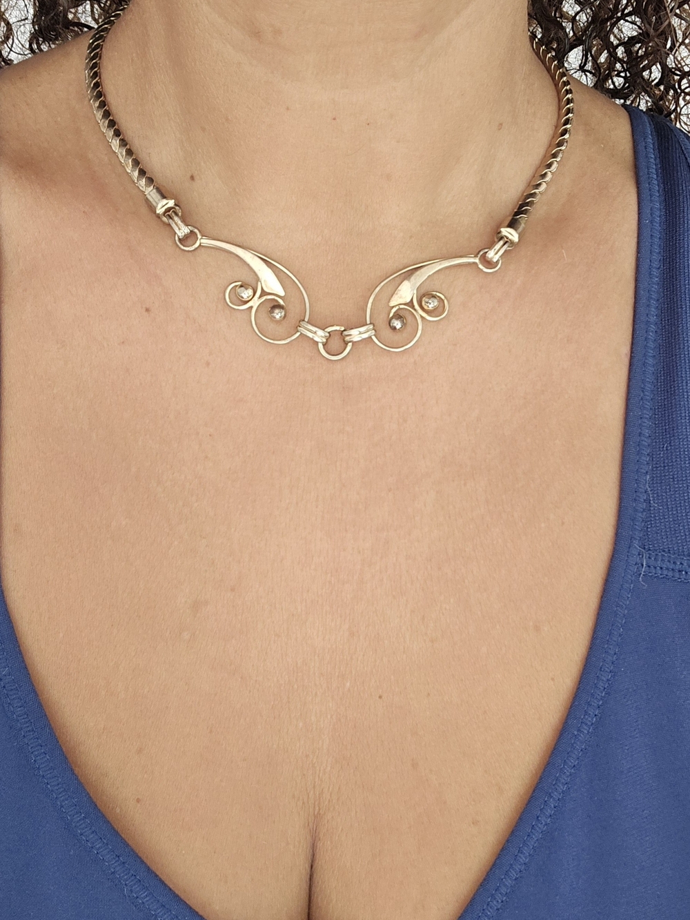 Vintage MCM Gold-Tone Swirl Pendant Necklace for Women